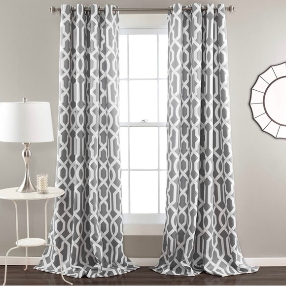 Lush Decor Edward Trellis Curtains Room Darkening Gray Window Panel Pair… - Picture 1 of 6
